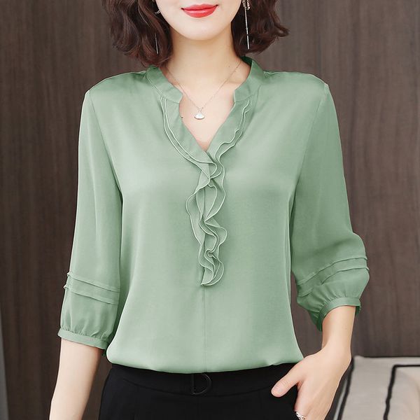 women spring summer style chiffon blouses shirts lady casual half lantern sleeve v-neck ruffles decor blusas df3732, White
women spring summer style chiffon blouses shirts lady casual half lantern sleeve v-neck ruffles decor blusas df3732, White