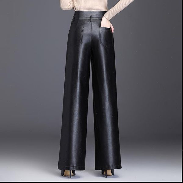 leather high waist long section women capri wide leg autumn winter loose pu trousers was thin large size, Black;white
leather high waist long section women capri wide leg autumn winter loose pu trousers was thin large size, Black;white