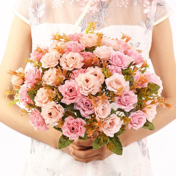 heads/bundle artificial flower rose holding wedding bouquet silk for home party decoration fall fake decorative flowers & wreaths
heads/bundle artificial flower rose holding wedding bouquet silk for home party decoration fall fake decorative flowers & wreaths
