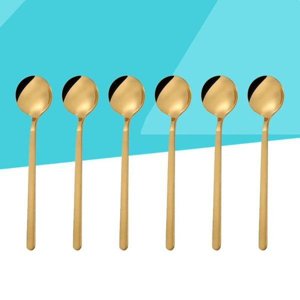 spoons 6 pcs 13cm stainless steel round spoon mini long handle teaspoons coffee stirring for sugar dessert (short, golden)
spoons 6 pcs 13cm stainless steel round spoon mini long handle teaspoons coffee stirring for sugar dessert (short, golden)