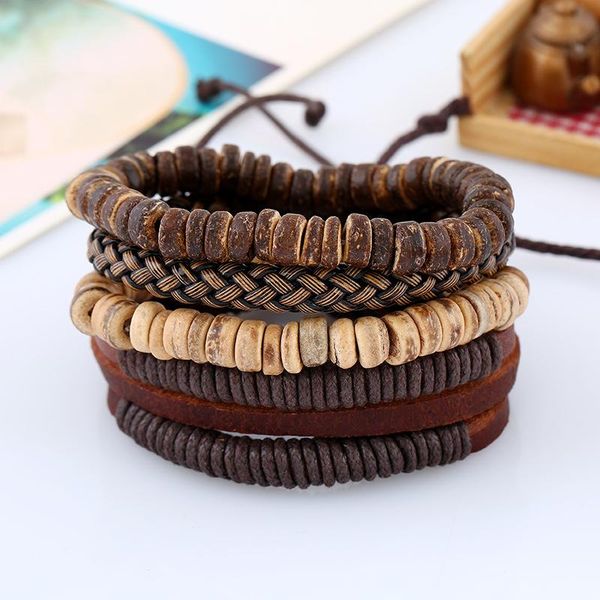 simple retro suit bracelet diy braided cowhide coconut shell men's rope leather charm bracelets, Golden;silver
simple retro suit bracelet diy braided cowhide coconut shell men's rope leather charm bracelets, Golden;silver