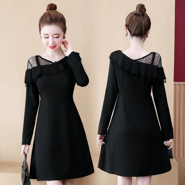 casual dresses korean fashion clothing woman party vintage plus big size women's clothes 2021 spring black dress female a6117, Black;gray
casual dresses korean fashion clothing woman party vintage plus big size women's clothes 2021 spring black dress female a6117, Black;gray