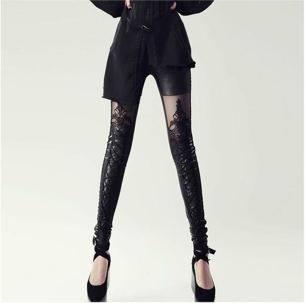 fashion punk black womens leggings faux leather gothic lace stitching legging slim capris pants
fashion punk black womens leggings faux leather gothic lace stitching legging slim capris pants