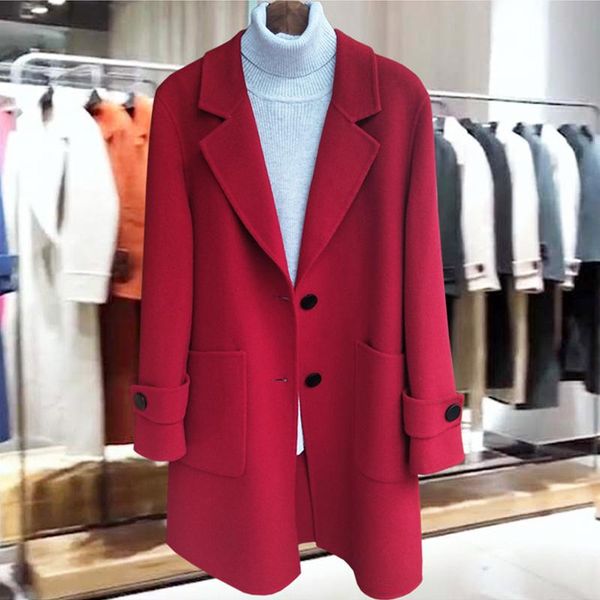 women's wool & blends 2021 listing women woolen coat autumn winter plus size loose mid-length lapel warm padded for, Black
women's wool & blends 2021 listing women woolen coat autumn winter plus size loose mid-length lapel warm padded for, Black