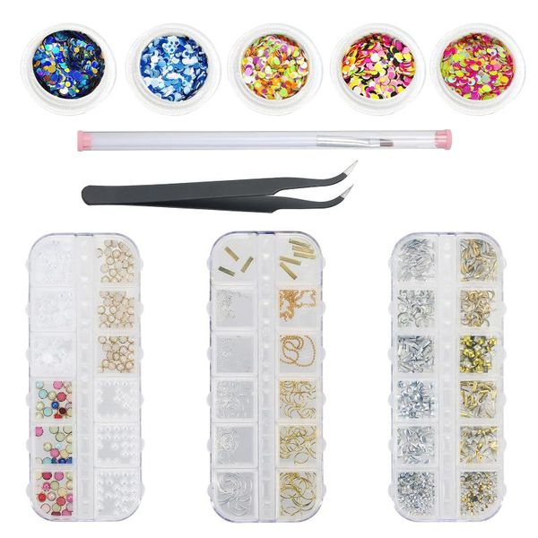 nail art decorations 3 boxes nails decors and 5 pots decoration painting brush tweezers beauty, Silver;gold
nail art decorations 3 boxes nails decors and 5 pots decoration painting brush tweezers beauty, Silver;gold