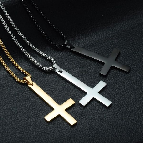pendant necklaces fashion stainless steel inverted cross necklace lucifer satan punk jewelry chain for men women anti-christian gift, Silver
pendant necklaces fashion stainless steel inverted cross necklace lucifer satan punk jewelry chain for men women anti-christian gift, Silver