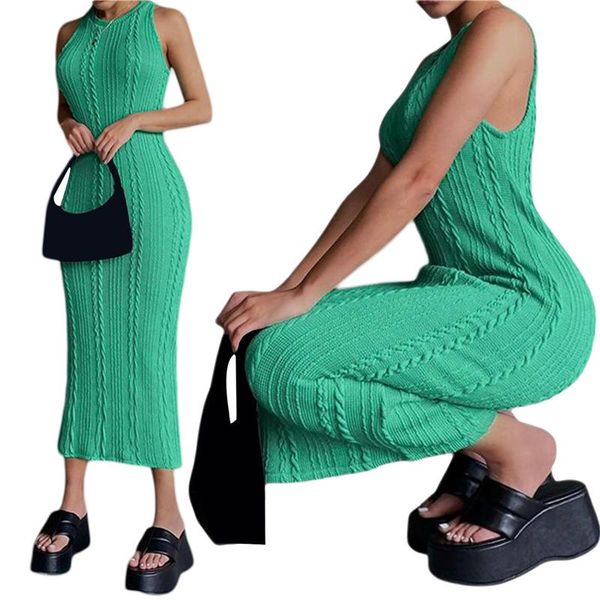 casual dresses women summer dress solid color round neck sleeveless form-fitting long knit retro pencil girl streetwear, Black;gray
casual dresses women summer dress solid color round neck sleeveless form-fitting long knit retro pencil girl streetwear, Black;gray