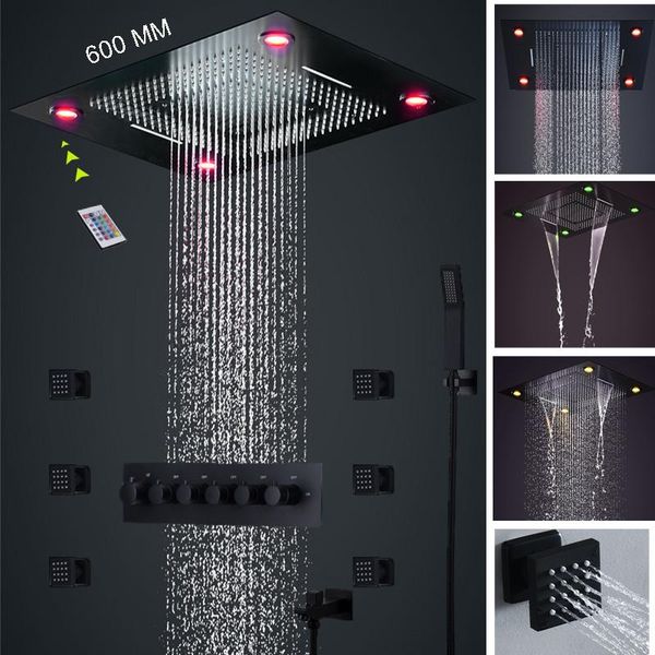 inch matte black shower set led ceiling square rainfall head waterfall masage body jet 2 thermostatic mixer valve bathroom sets
inch matte black shower set led ceiling square rainfall head waterfall masage body jet 2 thermostatic mixer valve bathroom sets