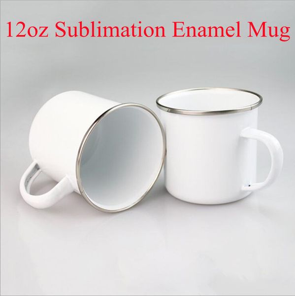 12oz sublimation enamel mug diy silver rim coffee cups sealed and leak proof single wall bottle a16
12oz sublimation enamel mug diy silver rim coffee cups sealed and leak proof single wall bottle a16