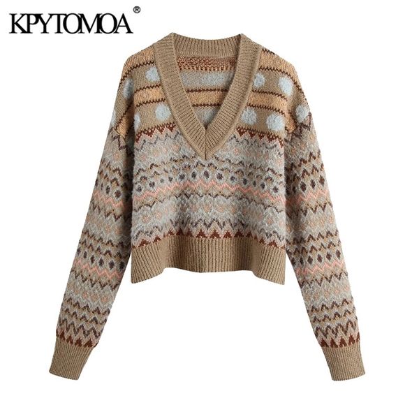 women fashion ribbed trims jacquard cropped knitted sweater v neck long sleeve female pullovers chic 210420, White;black
women fashion ribbed trims jacquard cropped knitted sweater v neck long sleeve female pullovers chic 210420, White;black