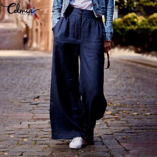 women's pants & capris 5xl women long palazzo 2021 celmia autumn high waist elegant work trousers casual loose solid wide leg pockets p, Black;white
women's pants & capris 5xl women long palazzo 2021 celmia autumn high waist elegant work trousers casual loose solid wide leg pockets p, Black;white