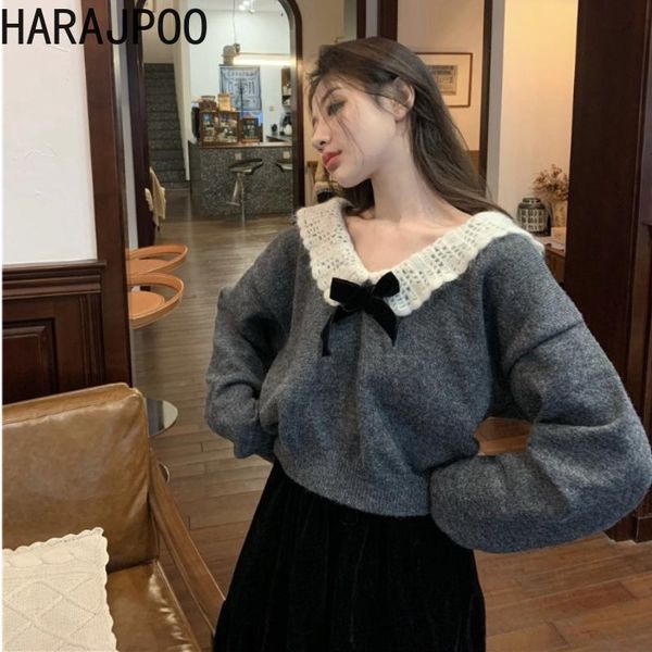 women's sweaters harajpoo female knit harajuku y2k autumn 2021 lazy solid clothes bow korean loose thin long sleeve pullovers, White;black
women's sweaters harajpoo female knit harajuku y2k autumn 2021 lazy solid clothes bow korean loose thin long sleeve pullovers, White;black