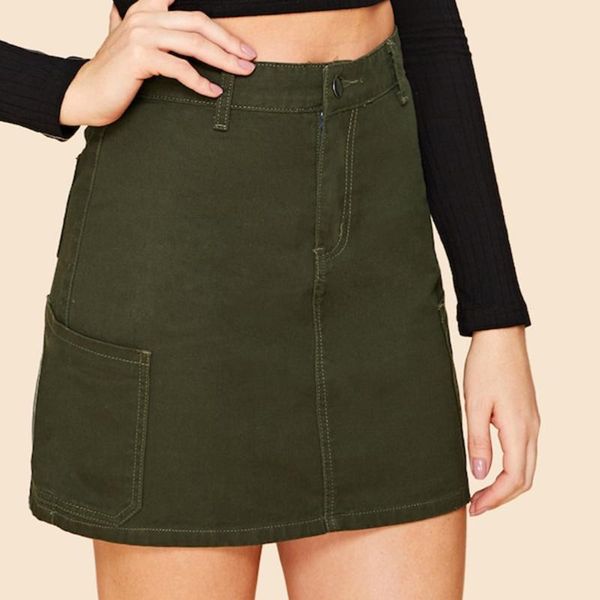 skirts fashion design women high waist skirt summer style single button pockets mini quality cotton ladies, Black
skirts fashion design women high waist skirt summer style single button pockets mini quality cotton ladies, Black