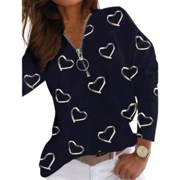 women's blouses & shirts stylish women casual blouse heart printing zipper v-neck autumn long sleeve pullover female jumpers streetwea, White
women's blouses & shirts stylish women casual blouse heart printing zipper v-neck autumn long sleeve pullover female jumpers streetwea, White