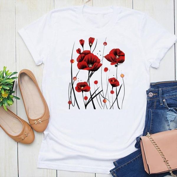 graphic holiday vacation clothing womens flower floral summer short sleeve fashion print female clothes tees t shirt, White 
graphic holiday vacation clothing womens flower floral summer short sleeve fashion print female clothes tees t shirt, White