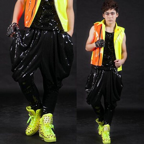 version, fashion brand hip hop personality performance sweatpants male harem trousers stage sequins haroun baggy pants men's, Black
version, fashion brand hip hop personality performance sweatpants male harem trousers stage sequins haroun baggy pants men's, Black