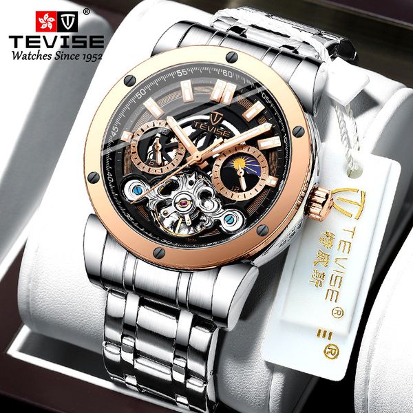 watch tevise men's star waterproof luminous business steel band, Slivery;brown
watch tevise men's star waterproof luminous business steel band, Slivery;brown