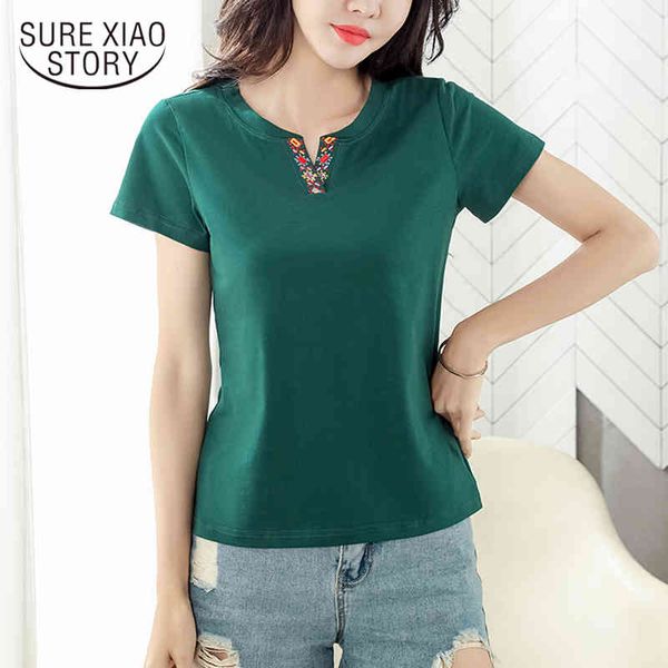 summer casual solid short sleeve tshirt slim fit and tees embroidery v-neck t-shirt women camiseta mujer 8607 50 210415, White
summer casual solid short sleeve tshirt slim fit and tees embroidery v-neck t-shirt women camiseta mujer 8607 50 210415, White