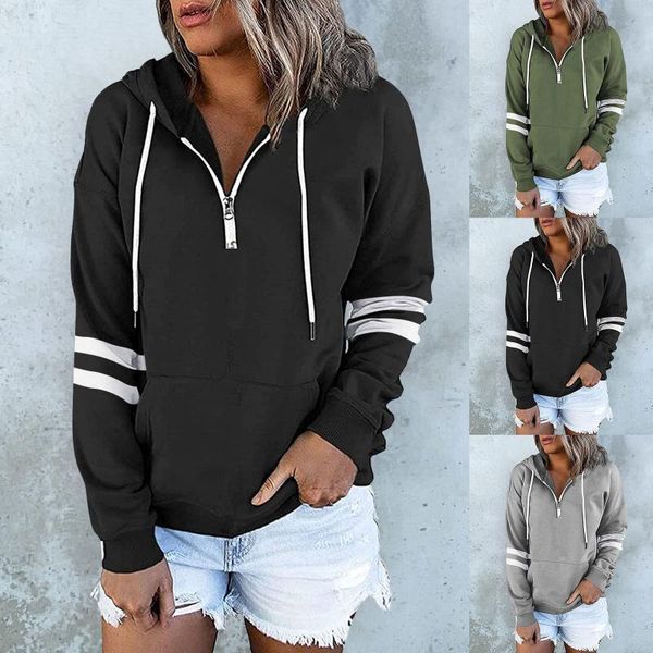 women's blouses & shirts autumn winter women drawstring hoodies pocket zipper sweatshirt casual long sleeve female 2021 blouse pullover, White
women's blouses & shirts autumn winter women drawstring hoodies pocket zipper sweatshirt casual long sleeve female 2021 blouse pullover, White