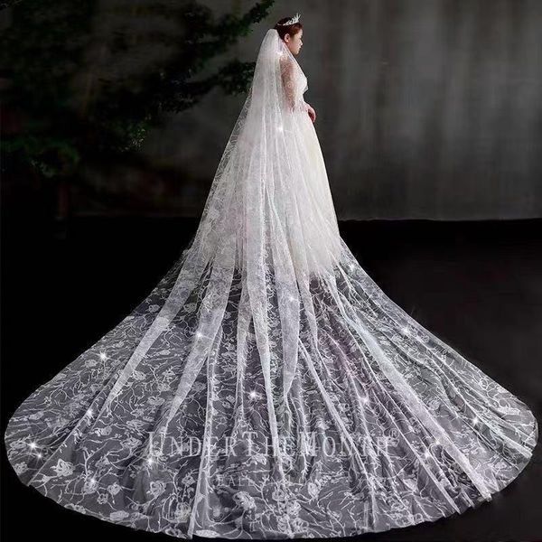 bridal veils vintage cathedral wedding rose flashes 3/3.8 meters long one tier dresses veil lace applique tulle with comb, Black
bridal veils vintage cathedral wedding rose flashes 3/3.8 meters long one tier dresses veil lace applique tulle with comb, Black