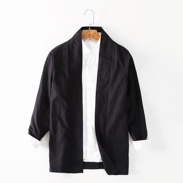 men loose long japanese style shirt cute retro vintage black sleeve boys summer casual cotton linen shirts oversize men's, White;black
men loose long japanese style shirt cute retro vintage black sleeve boys summer casual cotton linen shirts oversize men's, White;black