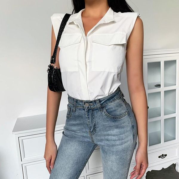 women's blouses & shirts summer women party casual ladies sleeveless button up shirt office lady elegant slim vest female clothing 202, White
women's blouses & shirts summer women party casual ladies sleeveless button up shirt office lady elegant slim vest female clothing 202, White