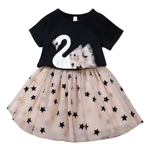 girls clothing set swan t-shirt + star mesh skirt 2pcs suit summer casual wear kids birthday party present for 2-7 years kids, Red;yellow
girls clothing set swan t-shirt + star mesh skirt 2pcs suit summer casual wear kids birthday party present for 2-7 years kids, Red;yellow