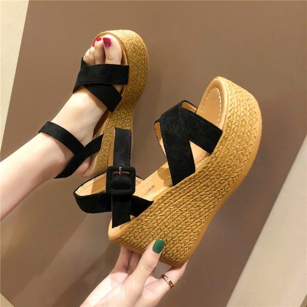 summer buckle women's sandals velvet flock fish mouth fashion high heel platform open toes gladiator women wedges shoes, Black
summer buckle women's sandals velvet flock fish mouth fashion high heel platform open toes gladiator women wedges shoes, Black