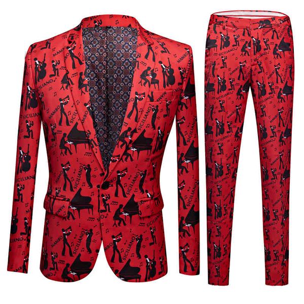 men's suits & blazers flower men print two sets of club bar party at night singing fine jacket and pants, White;black
men's suits & blazers flower men print two sets of club bar party at night singing fine jacket and pants, White;black