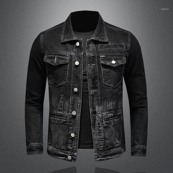 spring and autumn men's solid color lapel single breasted slim street long sleeve denim jacket jackets, Black;brown
spring and autumn men's solid color lapel single breasted slim street long sleeve denim jacket jackets, Black;brown