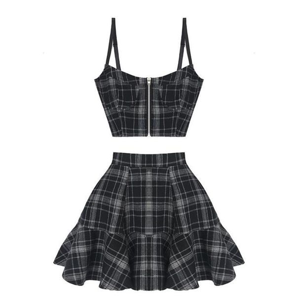 gothic two pieces set womenpant summer 2 piece plaid crop high waist mini skirt punk streetwear sets female, White
gothic two pieces set womenpant summer 2 piece plaid crop high waist mini skirt punk streetwear sets female, White