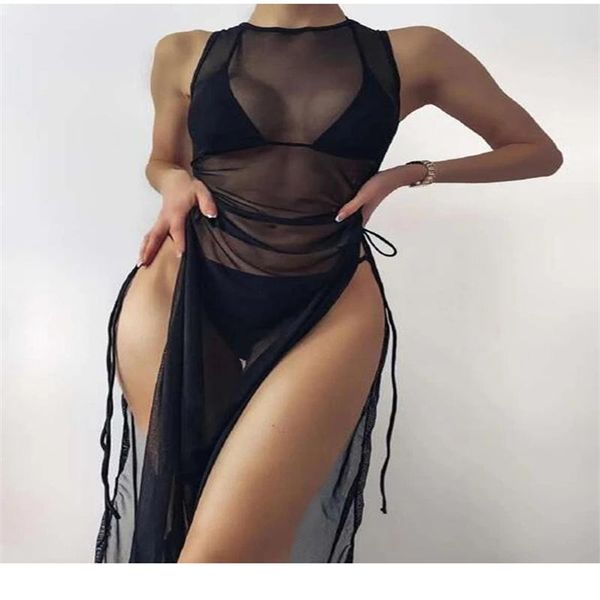 women's swimwear summer black 3 pieces set swimsuit cover-ups for women high neck female skirts bikini halter triangle bathing suit 202, White;black
women's swimwear summer black 3 pieces set swimsuit cover-ups for women high neck female skirts bikini halter triangle bathing suit 202, White;black