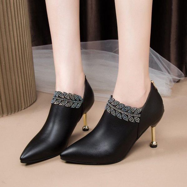 boots booties female 2021 autumn winter pointed high heels fine with flip skin light women's, Black
boots booties female 2021 autumn winter pointed high heels fine with flip skin light women's, Black