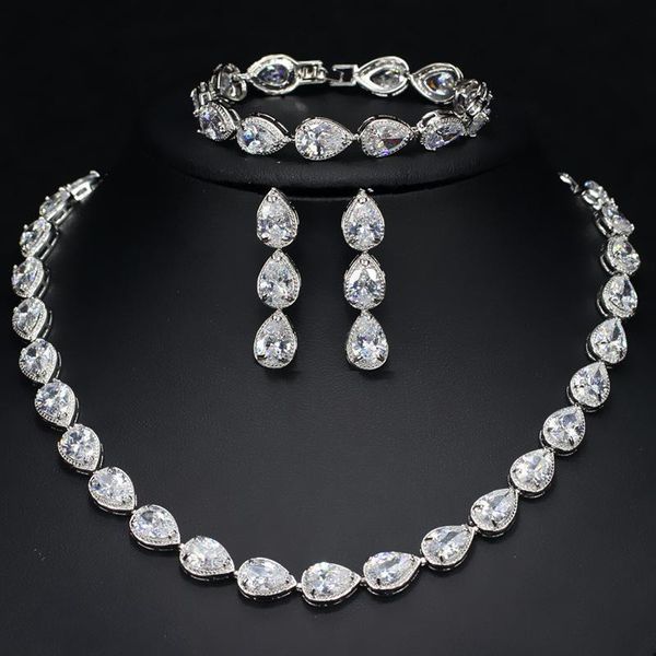 earrings & necklace bride wedding fashion zircon bracelet three-piece set ladies banquet birthday party dress jewelry chain, Silver
earrings & necklace bride wedding fashion zircon bracelet three-piece set ladies banquet birthday party dress jewelry chain, Silver