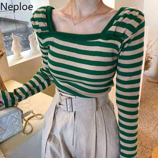 neploe korean sweater women square collar puff sleeve slim fit knitted pullovers fall clothing fashion striped jumper ropa mujer, Black
neploe korean sweater women square collar puff sleeve slim fit knitted pullovers fall clothing fashion striped jumper ropa mujer, Black