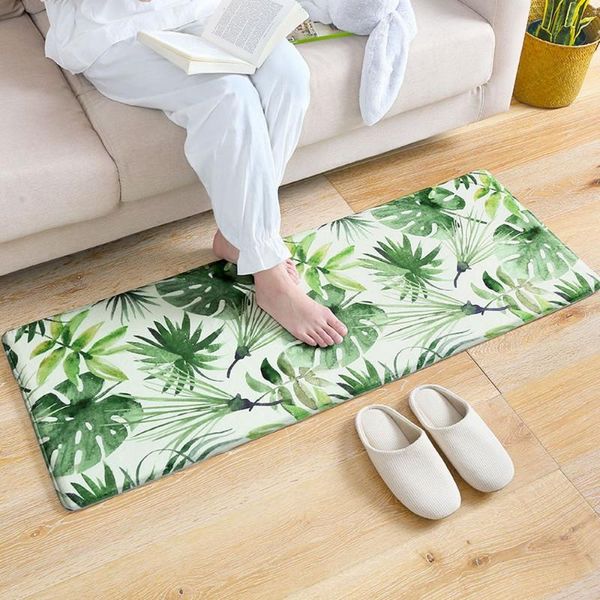 green leaf long kitchen mat washable bathroom carpet floor home entrance door bedroom living room non-slip carpets
