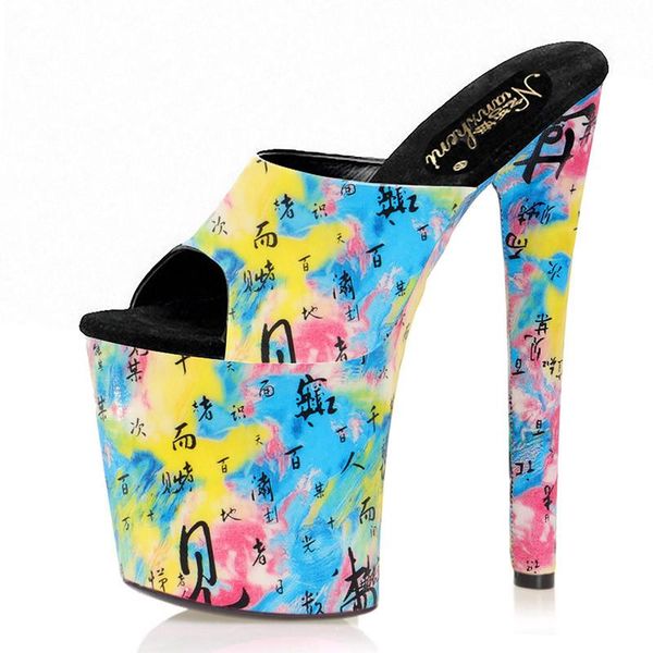 slippers 20cm retro printing nightclub platform fetish stripper heels open toe pole dance shoes party high models women, Black
slippers 20cm retro printing nightclub platform fetish stripper heels open toe pole dance shoes party high models women, Black