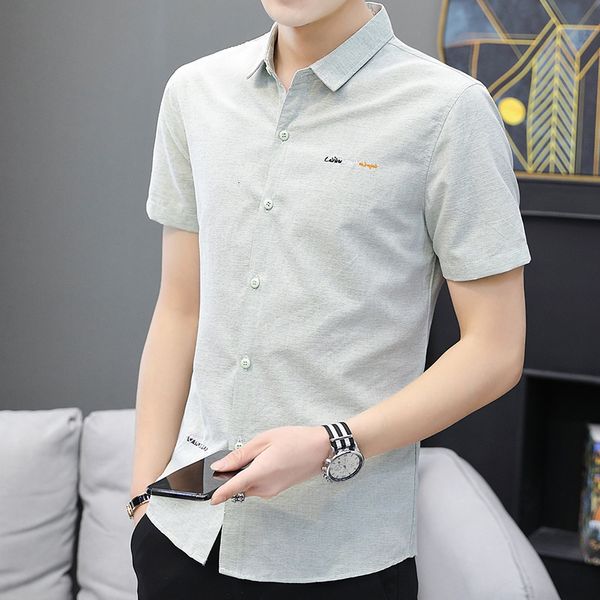 new 2021 summer short sleeve shirt men's korean fashion handsome casual slim wear, White;black
new 2021 summer short sleeve shirt men's korean fashion handsome casual slim wear, White;black