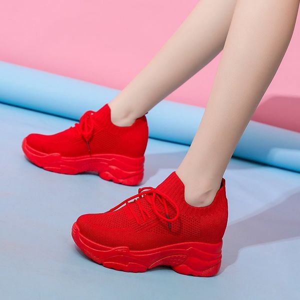 wedge platform shoes red white sneakers women breathable ladies casual shoes mesh outdoor walking women shoes tenis feminino, Black
wedge platform shoes red white sneakers women breathable ladies casual shoes mesh outdoor walking women shoes tenis feminino, Black