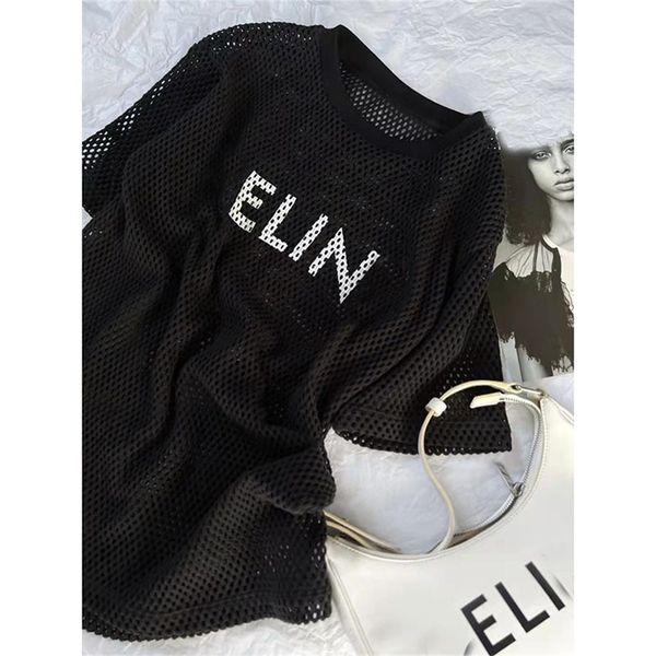 summer mesh hollow round neck printing loose fashion careful machine short sleeve t-shirt fashion, White
summer mesh hollow round neck printing loose fashion careful machine short sleeve t-shirt fashion, White