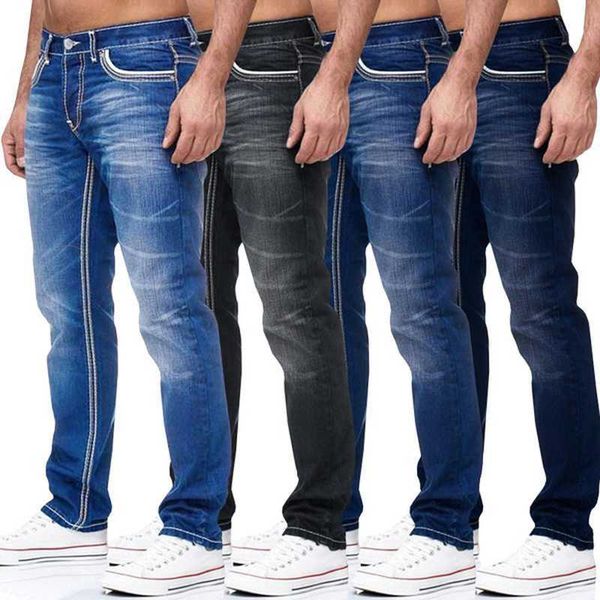 men jeans solid pockets stretch straight pants denim jeans smart casual denim trousers daily streetwear men's clothing x0621, Blue
men jeans solid pockets stretch straight pants denim jeans smart casual denim trousers daily streetwear men's clothing x0621, Blue