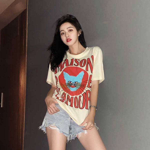 women's t-shirt women summer fashion korea style round neck short sleeve letter cartoon printed oversized easy match office lady casual, White
women's t-shirt women summer fashion korea style round neck short sleeve letter cartoon printed oversized easy match office lady casual, White