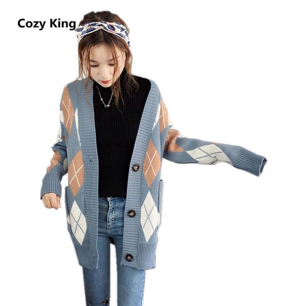 women's sweaters cozy king plus size womens 2021 autumn and winter plaid sweater cardigan long sleeve loose student wild knitted coat, White;black
women's sweaters cozy king plus size womens 2021 autumn and winter plaid sweater cardigan long sleeve loose student wild knitted coat, White;black