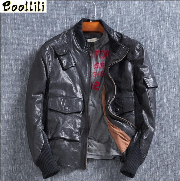 men's leather & faux boollili genuine jacket korean oil wax sheepskin coat for men short spring motorcycle, Black
men's leather & faux boollili genuine jacket korean oil wax sheepskin coat for men short spring motorcycle, Black