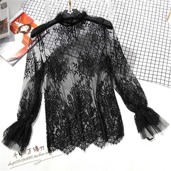 women's blouses & shirts korean women lace ladies casual elegant mesh embroidery see-through hollow out long sleeve base shirt 17, White
women's blouses & shirts korean women lace ladies casual elegant mesh embroidery see-through hollow out long sleeve base shirt 17, White
