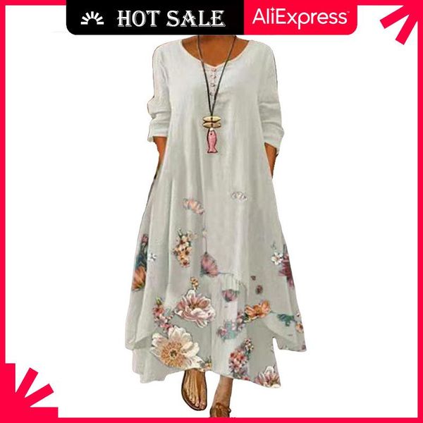 casual dresses movokaka button white long dress women elegant floral print sleeve plus size vestidos 2021, Black;gray
casual dresses movokaka button white long dress women elegant floral print sleeve plus size vestidos 2021, Black;gray