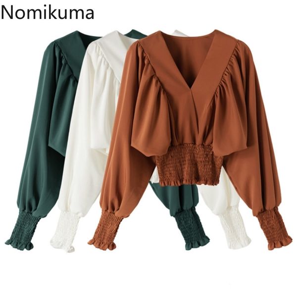 nomikuma stretch slim waist shirts women blusas femme solid color v neck long sleeve fashion blouse female vintage 210514, White
nomikuma stretch slim waist shirts women blusas femme solid color v neck long sleeve fashion blouse female vintage 210514, White