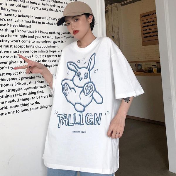 women's t-shirt short-sleeved cotton summer loose cartoon print comfortable fashion tshirt casual round neck t shirt, White
women's t-shirt short-sleeved cotton summer loose cartoon print comfortable fashion tshirt casual round neck t shirt, White