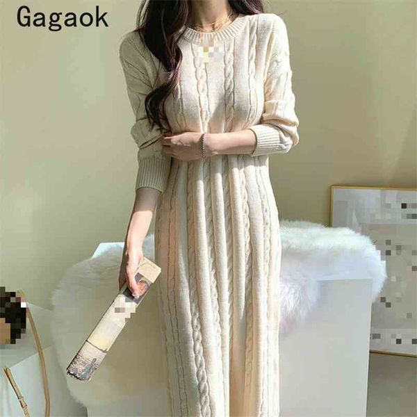 korea chic women sweater dress autumn winter elegant round neck linen pattern straight midi knitted dresses 210531, Black;gray
korea chic women sweater dress autumn winter elegant round neck linen pattern straight midi knitted dresses 210531, Black;gray