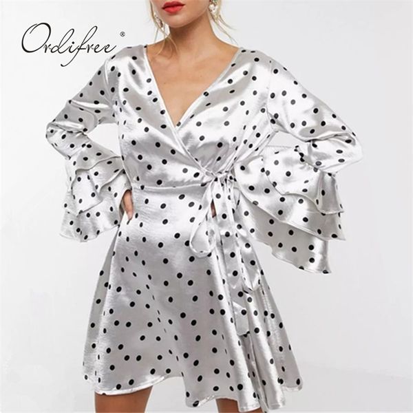 summer women satin mini dress long sleeve polka dot vintage silk white party dres 210513, Black;gray
summer women satin mini dress long sleeve polka dot vintage silk white party dres 210513, Black;gray